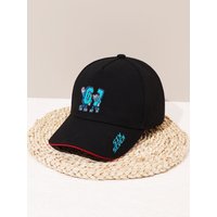 1 piece of 67-pixel cartoon patterned cool baseball cap! Black background with blue label + breathable and comfortable