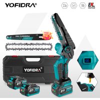 Piła elektryczna YOFIDRA 8 cali 40000RPM z cyfrowym wyświetlaczem, akumulatorowa, wydajna piła łańcuchowa do ogrodu i obróbki drewna, kompatybilna z akumulatorami Makita 21V.