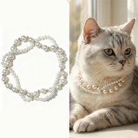2Pcs Temperament Personality Pet Necklace Cute Cat Princess Style Collar Teddy Bear Water Drop Love Gem Pearl Collar Pendant