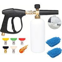 High Pressure Washer Gun With PA Foam Pot Universal Spray Nozzle Car Wash Set 1/4" Quick Connector Easy M22 Connection