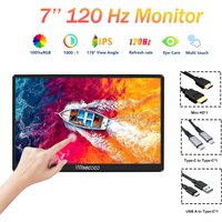 7 inch Portable Monitor 120Hz Gaming Touchscreen IPS 1920x1080 Mini Monitors PC Secondary Screen USB C for Switch PS5 Xbox