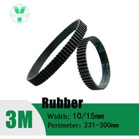 HTD-3M Timing Belt Width 10/15mm Rubber Closed Loop Length 231-300mm HTD3M Synchronous Belt 3M