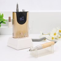Coreless Motor 35000RPM Portable 65W Nail Drill Machine Manicure Polishing Rechargeable Battery Cordless 35K Powerful with Base