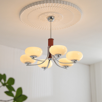 Retro Bauhaus chandelier Nordic Medieval Wood pendant lamp for Bedroom Living Room Restaurant Milk white glass pendant light