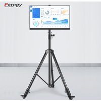 ST100-R 10'-27' TV Tripod Floor Stand Trolley Monitor Holder Height Adjustable 180cm 150cm With Wheel Rotate Tilt Swivel Steel