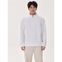 Fashionable pure cotton men's and women's half zipper pullover hoodie long sleeved T-shirt custom printed embroidered logo