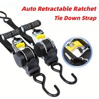 2 Stück automatische einziehbare Ratschen-Spanngurte, 1500 lbs, 3,3 m, robust, gepolsterter Griff, sichere Fracht, Motorrad-Gepäck