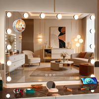Teousev Hollywood LED Vanity Mirror with 10 Lights, 3 Color Dimmable Touch Control, Makeup Mirror for Dressing Table & Bedroom
