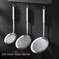 1pc Fat Skimmer Spoon Stainless Steel Narrow Edge Fine Mesh Straine Strainer Spoon For Removing Grease Fat And Foam Kitchen Tool