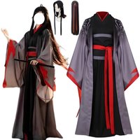 Anime Mo Dao Zu Shi Wei Wuxian Cosplay Costume Ancient Hanfu Long Robe Suit Wig for Women Men Halloween Carnival Party Outfit