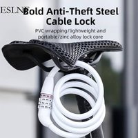 ESLNF ESLNF Four-Digit Password Combination For Road And Mountain Bikes Portable Steel Cable Bicycle Lock