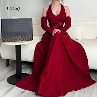 Halter Prom Dresses for Women Mermaid Evening Dresses Satin Red Party Prom Dress فساتين سهرة نسائي Customized