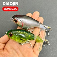 75mm 17g UV Fishing Wobblers with Rotating Tail Hard Baits Whopper Plopper Topwater Pesca Prop Bass Lure Saltwater Crankbait