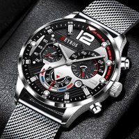 2023 Mode Herren Business Uhren Luxus Edelstahl Mesh Gürtel Quarz Armbanduhr leuchtende Uhr Männer lässig Kalender uhr