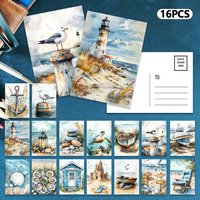 16pcs,Watercolor Vintage Nautical Postcards,HD Printed , birthday/anniversary gifts, collectibles, suitable for gift-giving
