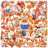 50Pcs Cartoon Little Fox Stickers Cute Animal Decoration Decals for Graffiti Notebook Helmet Guitar Sticker Gifts