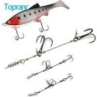 Topranc 3Size Belly Hook Stinger Rig for Softbait Pike Double Fishing Hooks Cork Screw Shad Spin Rig Tackle Pesca