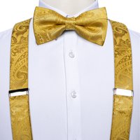 Bretelles, nœud papillon et pochette de costume pour homme, ensemble de 3,5 cm de large, élastiques et ajustables, pour la décoration de chemise