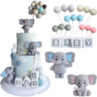 Elephant Cake Decoration Pink Blue Balls Baby Shower Elephant Cake Toppers Stand for Birthday Baby Shower Party Cake Decoration