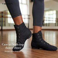 Chaussures de danse montantes en toile pour hommes et femmes, ballet à lacets, noir, blanc, rouge, chaussures de jazz