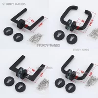 1 Set Black Stainless Steel Fireproof Door Handle Double Bent Door Handles Passageway Door Pulls Split Round Bathroom Knobs