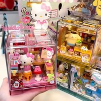 Sanrio Building Blocks Toy Kawaii Hello Kitty Pom Pom Purin Desktop Decoration Ins Korean Cartoon Anime Friends Birthday Gift