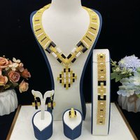 JRH European Vintage Oil Drip Design Jewelry Set Gold Plated Copper Geometric Bracelet Ring Necklace Earrings Accessories