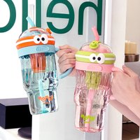 1280ml large capacity straw cup, outdoor plastic water bottle, office drinking cup, summer cup with high aesthetic value