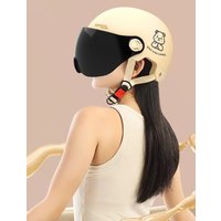 AliExpress NONE 1 Piece 3C Certified Men's And Women's Adult Cartoon Electric Bicycle Motorcycle Half Helmet With Goggles Bicycle Safety Helmet