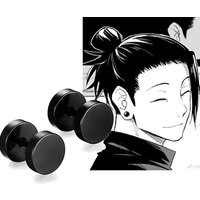 2pcs Anime Jujutsu Kaisen Geto Suguru Cosplay Earrings Ear Clips Black Stud Earrings Men Anime Cos Props