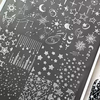 1PCS Cartoon Moon Stars Nail Stamping Plates Rectangle Template Stencils Nail Art Stamp Image Plate Manicure Nail Print Tools