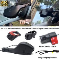 for SEAT Arosa Alhambra Ibiza Arona Tarraco Cupra Ateca Leon Tole 4K Dash Cam Front Rear Camera DVR Plug and Play Video Recorder
