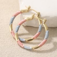 Classic Tricolor Hoops Earrings Woman Circle Carving Fashion Party Daily Wear