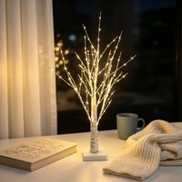 1PC 144 LED Birch Tree Light Warm White Battery Power Holiday Decorative Tree Christmas Halloween Easter Gift Bedroom Decor