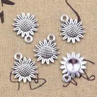 30pcs Charms Sunflower Flower 18x15mm Antique Silver Color Pendants DIY Crafts Making Findings Handmade Tibetan Jewelry