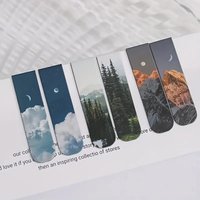 2Pcs Forest Landscape Retro Art Magnetic Bookmark Page Clip Creative Student Office Reading Gifts For Book Lovers Reading Supply