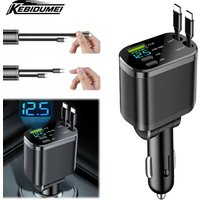 KEBIDUMEI 150W 5IN1 Retractable Car Charger Fast Charging Cord USB Cigarette Lighter Adapter For iPhone Samsung Car Accessories