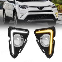 Feux de jour pour Toyota RAV4 2016 2017 2018 DRL, clignotant, feux antibrouillard, lunette chromée, accessoires de voiture, blanc et jaune