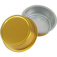 50/100pcs Pack 150ml Gold Round Aluminum Foil Pudding Cups Disposable High Temp Resistant Baking Molds for Cakes Souffle Dessert