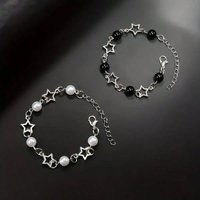 2-Piece Y2K Pearl Star Bracelet Set, Suitable as a Men's Holiday Gift or Daily Wear Bracelet