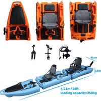 14FT 2 Person Detachable Pedal Kayak Sit-On-Top Double Seats HDPE Plastic Fishing Modular Kayak tandem Boat with Electric Motor