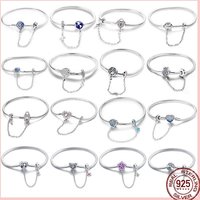 Original Bracelets 925 Silver 17-20CM Heart Safety 3mm Chain Snake Bone Bracelet Fit DIY Charms Bead Birthday Jewelry Gifts