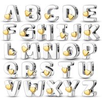 925 Sterling Silver Heart 26 English Letters Series Charm Beads Fits 3mm Bracelets Necklace For Women Luxury DIY Jewelry Making