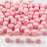20pcs/Lot Pink 12mm Square Silicone Letter Beads For Jewelry Making DIY Bracelet Necklace Earrings Pen Etc Handmade Accessories image 4