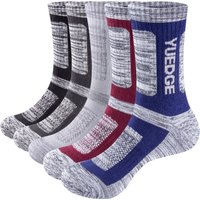 YUEDGE Men Socks Breathable Cotton Cushioned Crew Work Boot Sports Hiking Athletic Socks Winter Thermal Socks 5 Pairs 37-46 EU