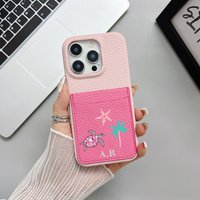 Personalise Initial Name Card insertion wallet Leather Case For Iphone 16 15 pro max 14 13 Pro Max Luxury kafr letters Covers