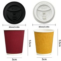 30pack 8oz Disposable Paper Cups With Lids Corrugated Paper Coffee Cups for Cold/Hot Beverages Travel Office2-walled Paper Cups