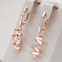 Kinel New 585 Rose Gold Drop Earrings for Women Natural Zircon Bridal Wedding Geometry Rotate Earrings Fashion Daily Jewelry