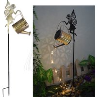 Vintage Wrought Iron Openwork LED Fairy Lights - Solar Watering Can Courtyard Light, Suitable for Gardens, Patios, and Yards