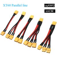 XT60 Parallel Battery Connector Male/Female Cable Dual Extension Y Splitter 3-Way 14AWG Silicone Wire for RC Drone Battery Motor